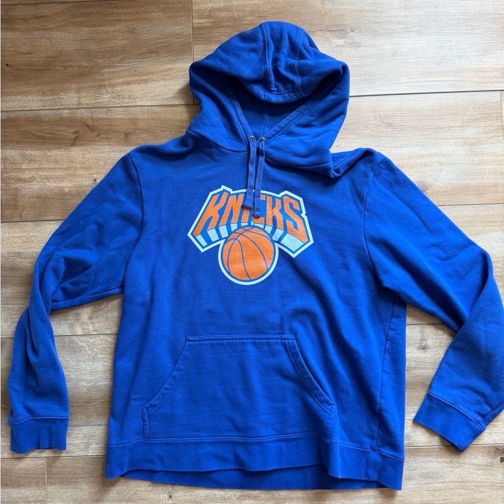 Fanatics Blue New York Knicks Pullover Hoodie with Orange Logo